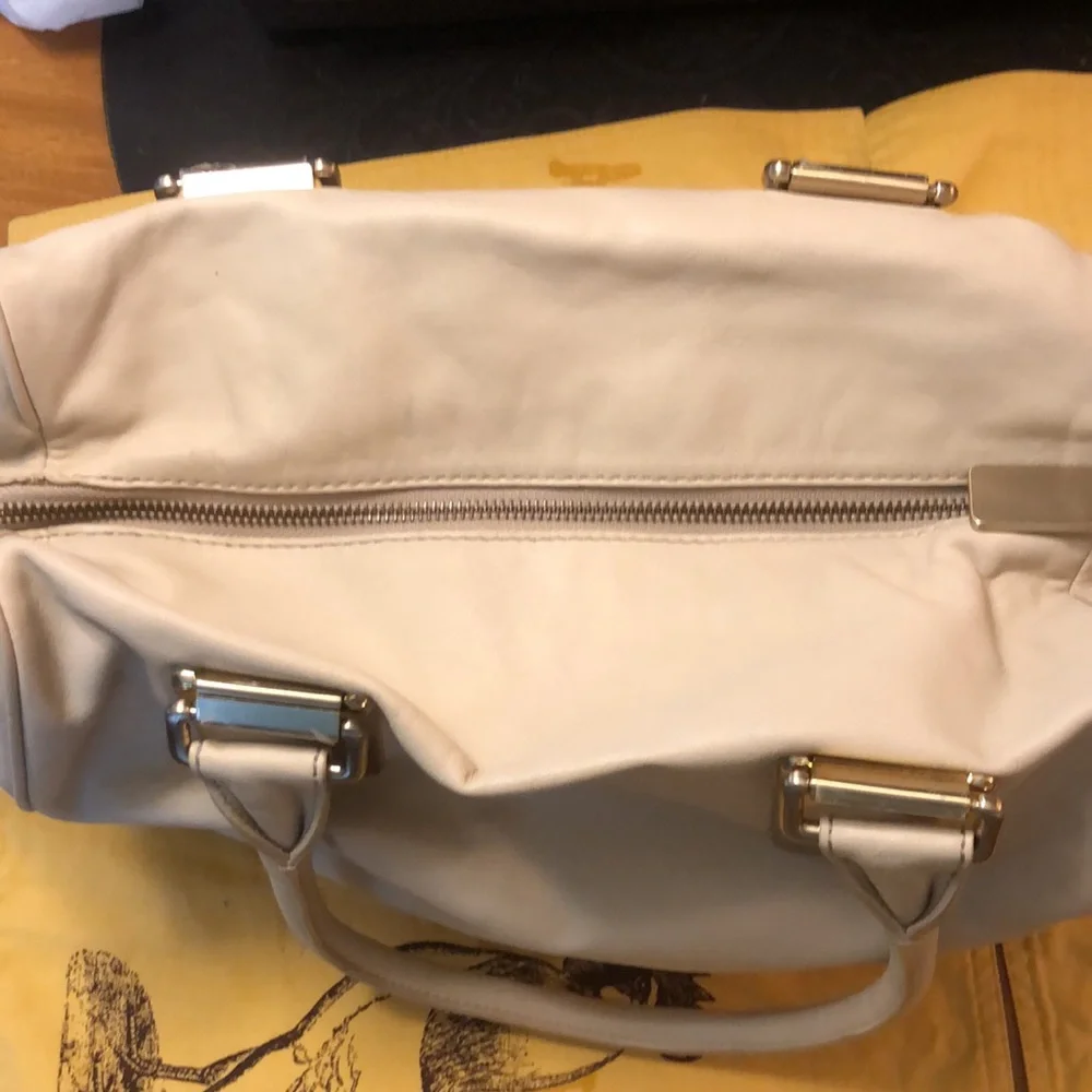 Banana Republic Cream Leather Large Slouchy Hobo Bag with gold colored hardware